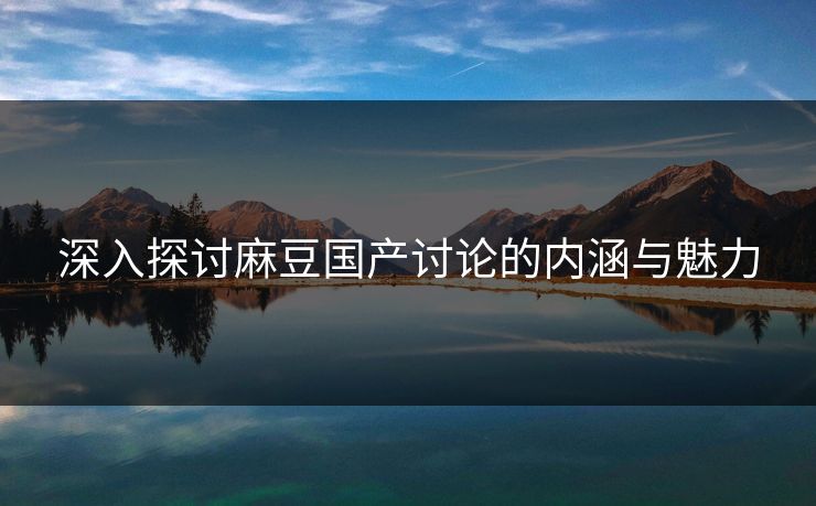 深入探讨麻豆国产讨论的内涵与魅力  第1张