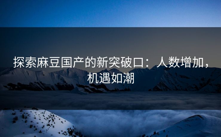 探索麻豆国产的新突破口：人数增加，机遇如潮  第1张