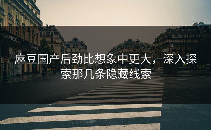 麻豆国产后劲比想象中更大,深入探索那几条隐藏线索 第1张 麻豆国产后劲比想象中更大,深入探索那几条隐藏线索 第1张
