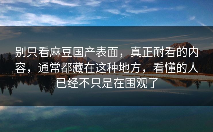 别只看麻豆国产表面,真正耐看的内容,通常都藏在这种地方,看懂的人已经不只是在围观了 第1张 别只看麻豆国产表面,真正耐看的内容,通常都藏在这种地方,看懂的人已经不只是在围观了 第1张