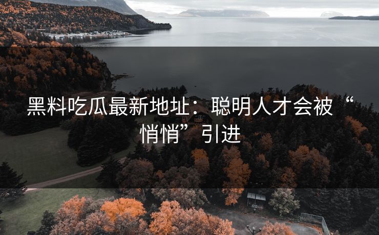 黑料吃瓜最新地址:聪明人才会被“悄悄”引进 第1张 黑料吃瓜最新地址:聪明人才会被“悄悄”引进 第1张