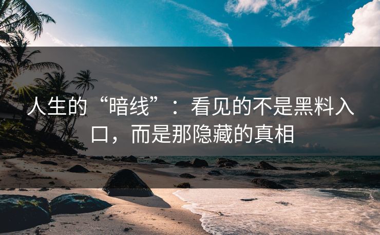 人生的“暗线”:看见的不是黑料入口,而是那隐藏的真相 第1张 人生的“暗线”:看见的不是黑料入口,而是那隐藏的真相 第1张